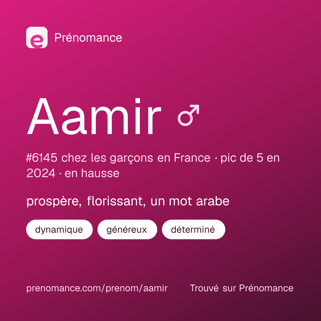 Carte de partage du prénom Aamir
