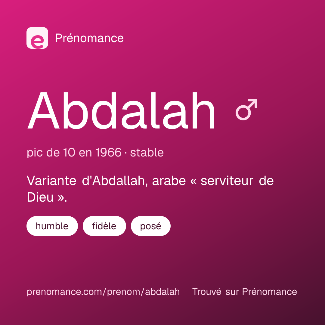 Carte de partage du prénom Abdalah