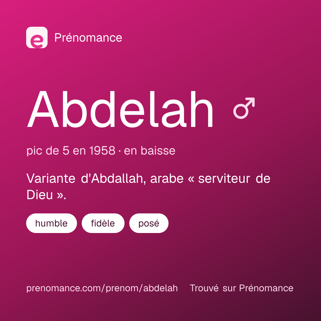 Carte de partage du prénom Abdelah