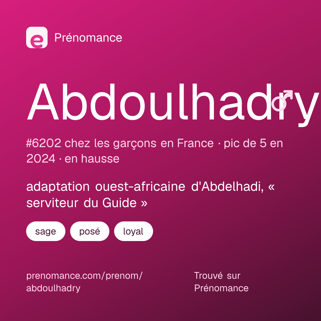 Carte de partage du prénom Abdoulhadry