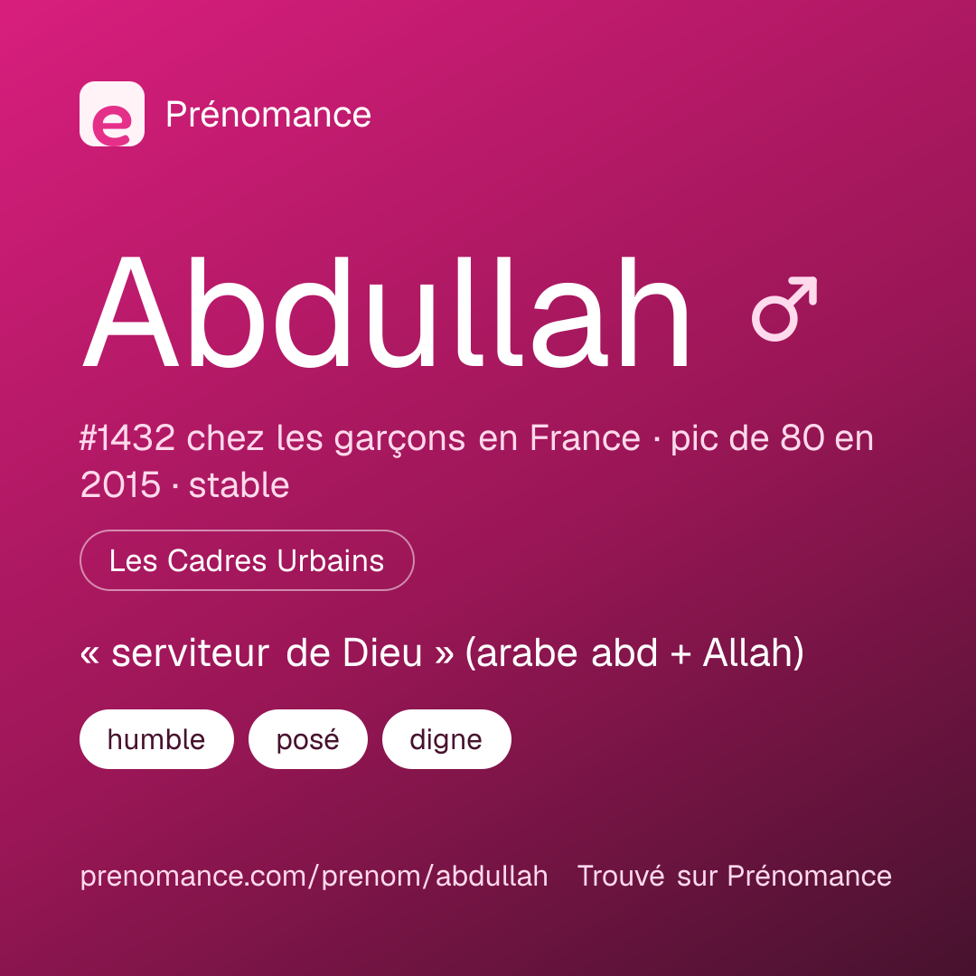 Carte de partage du prénom Abdullah