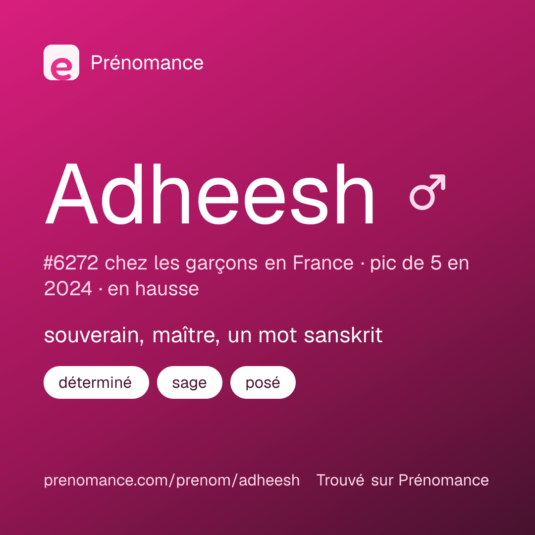 Carte de partage du prénom Adheesh