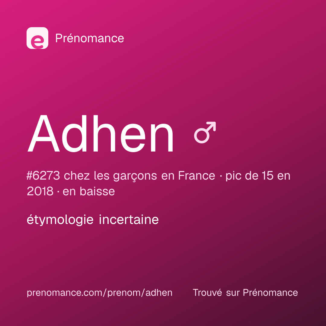 Carte de partage du prénom Adhen
