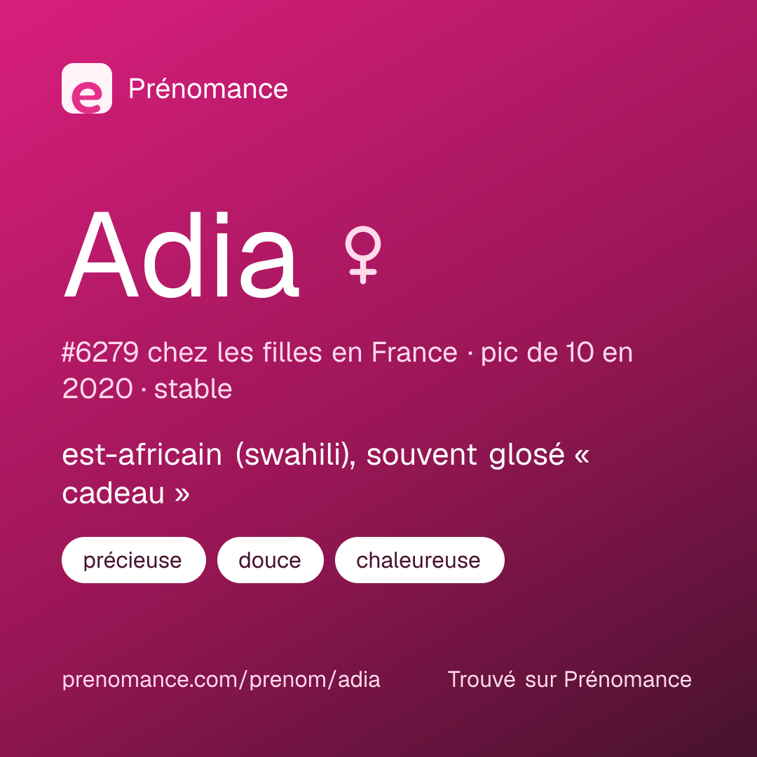 Carte de partage du prénom Adia