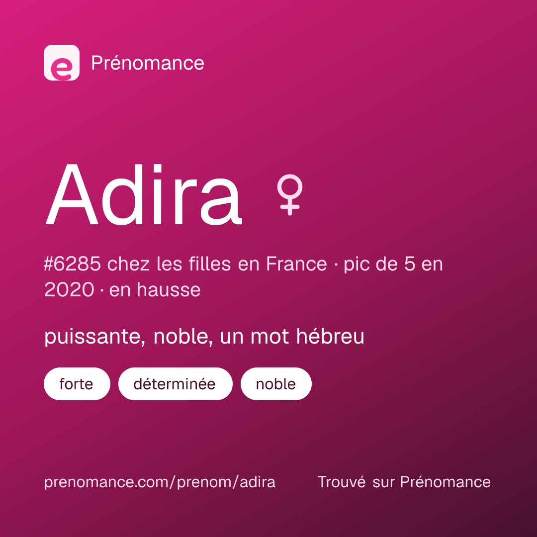 Carte de partage du prénom Adira