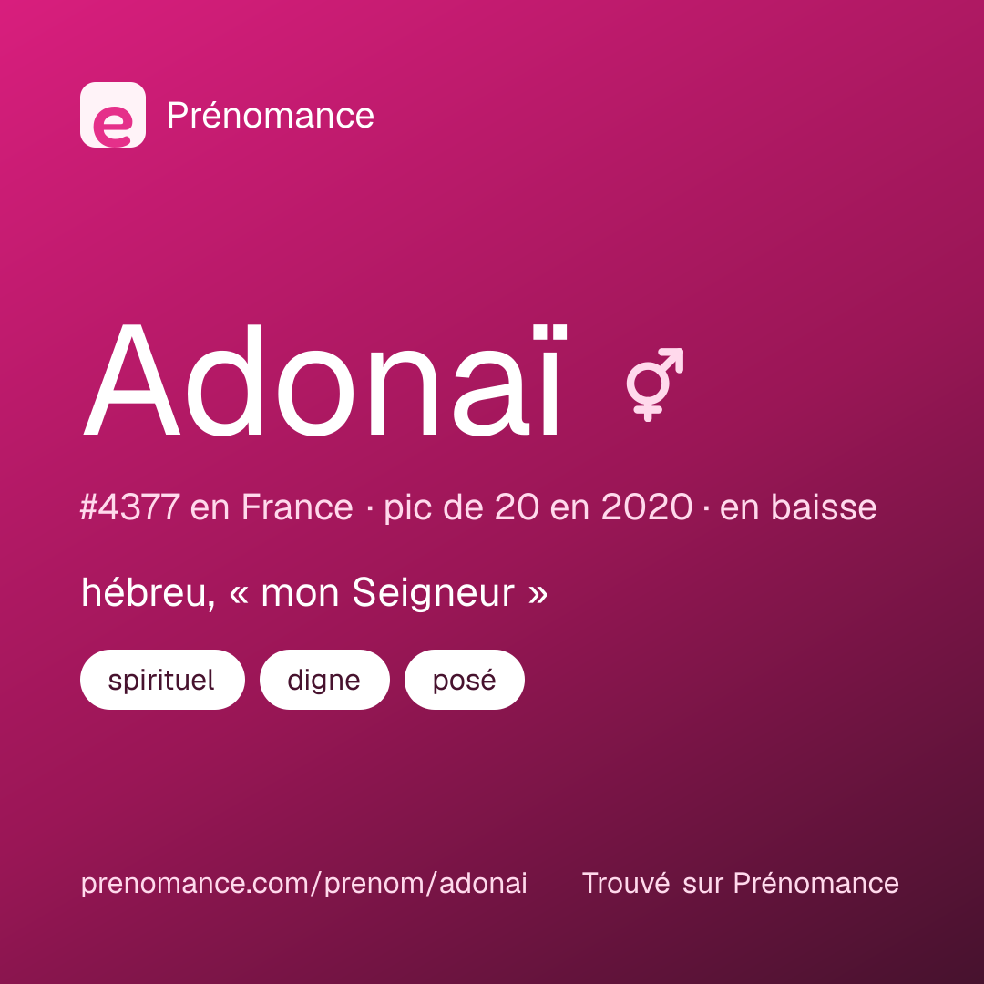 Carte de partage du prénom Adonaï