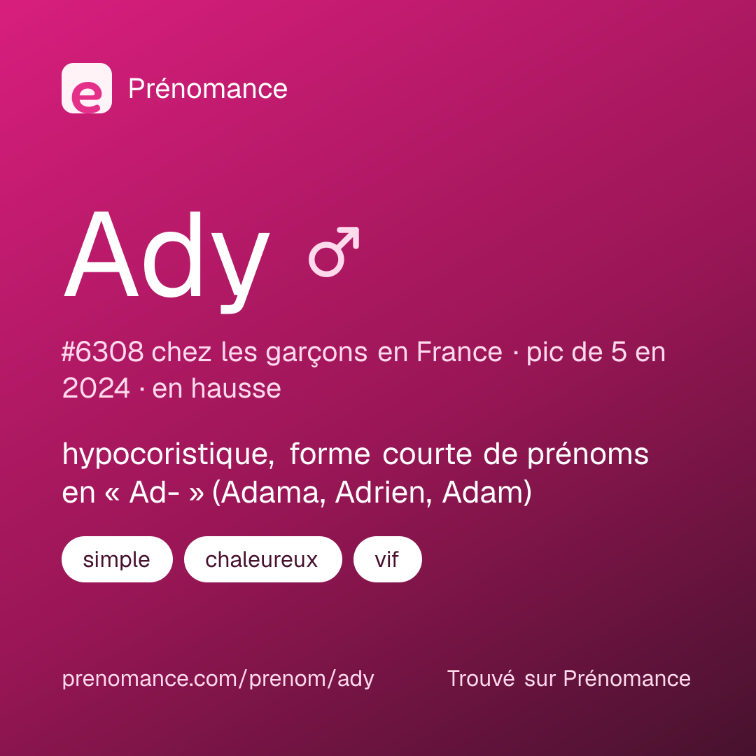 Carte de partage du prénom Ady