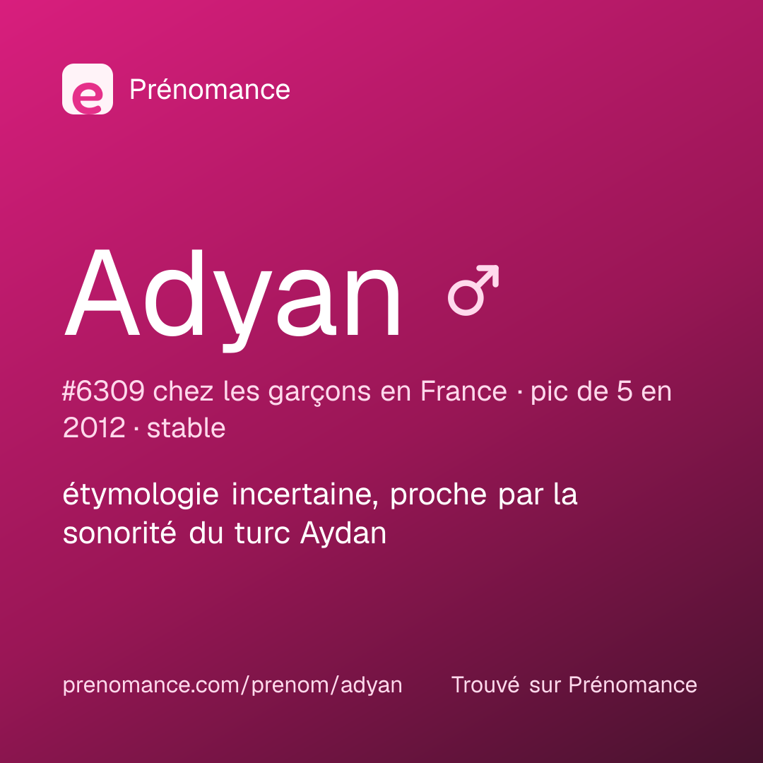 Carte de partage du prénom Adyan