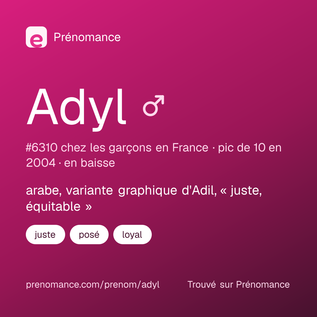 Carte de partage du prénom Adyl