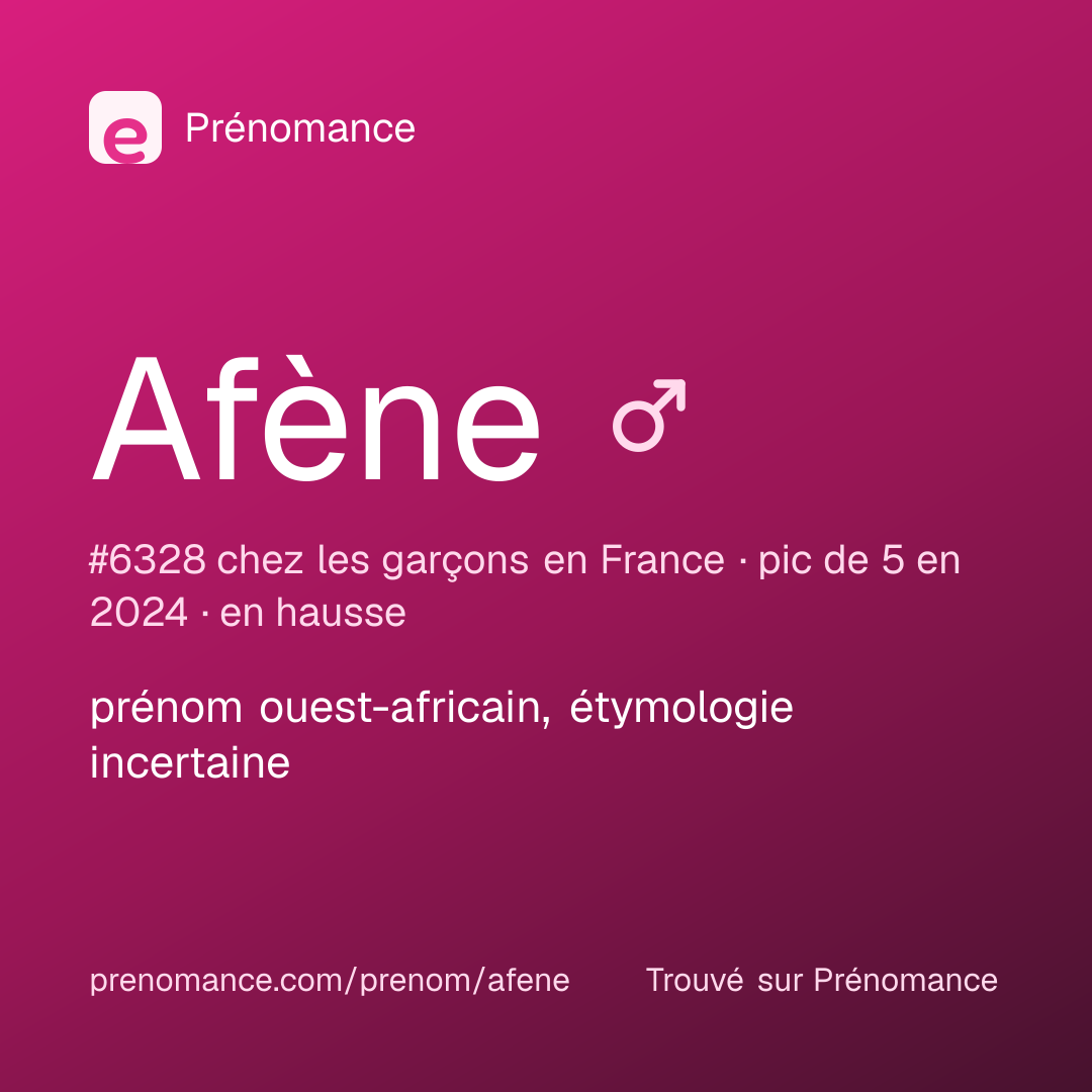 Carte de partage du prénom Afène
