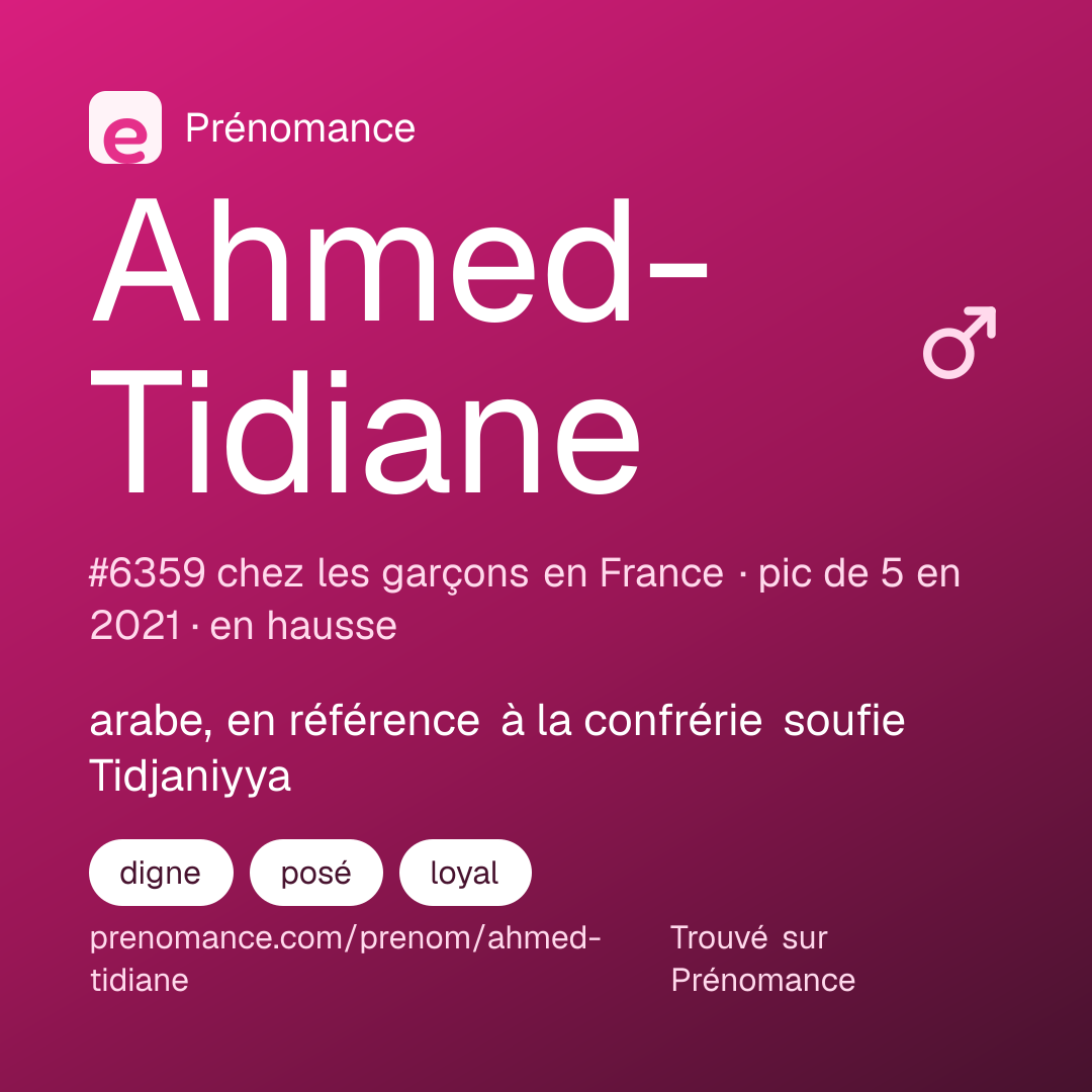 Carte de partage du prénom Ahmed-Tidiane