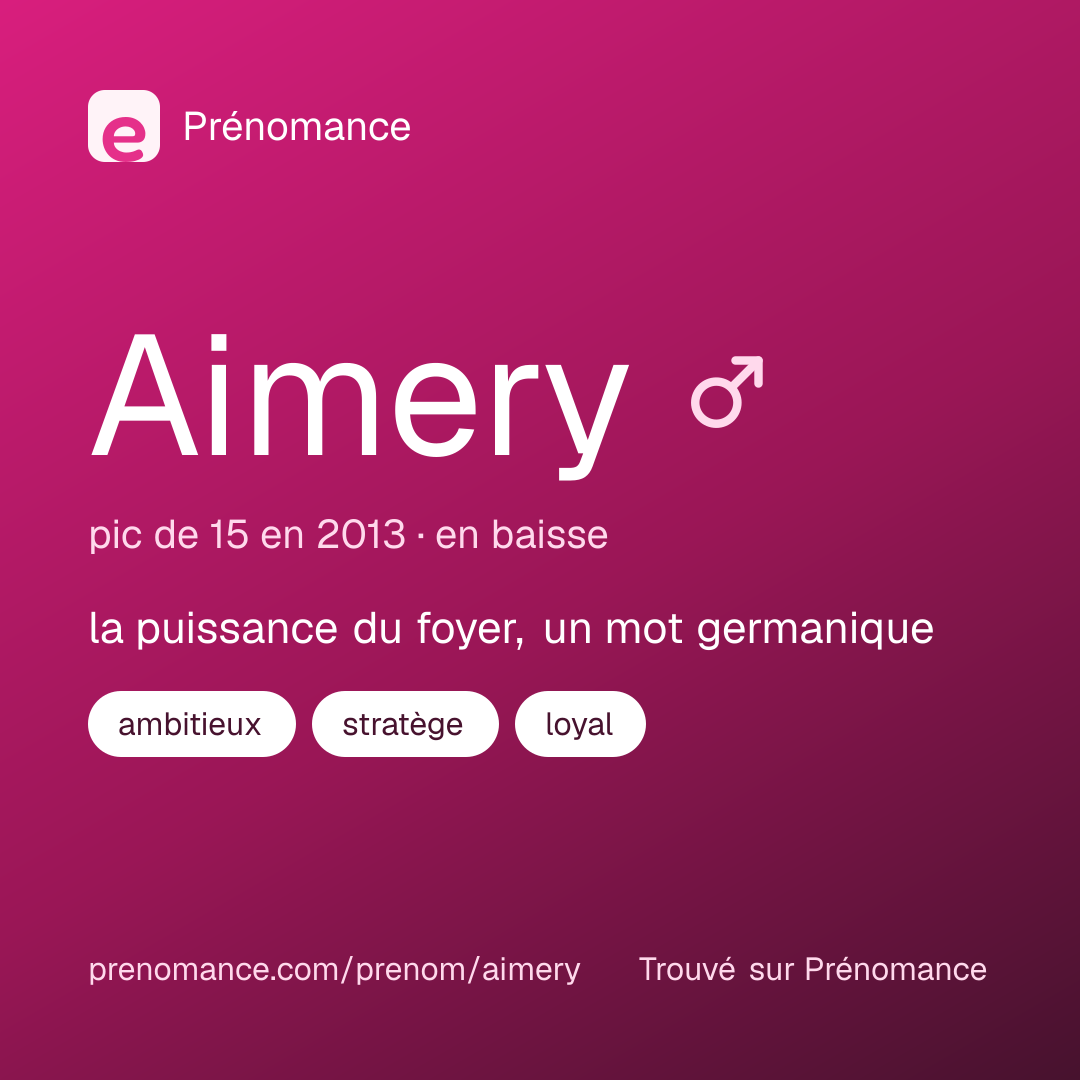 Carte de partage du prénom Aimery