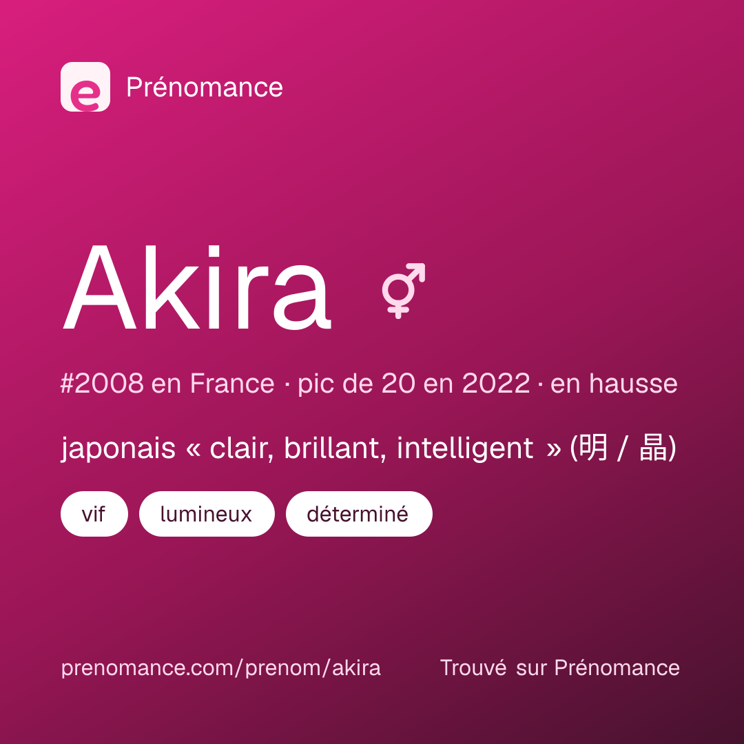 Carte de partage du prénom Akira