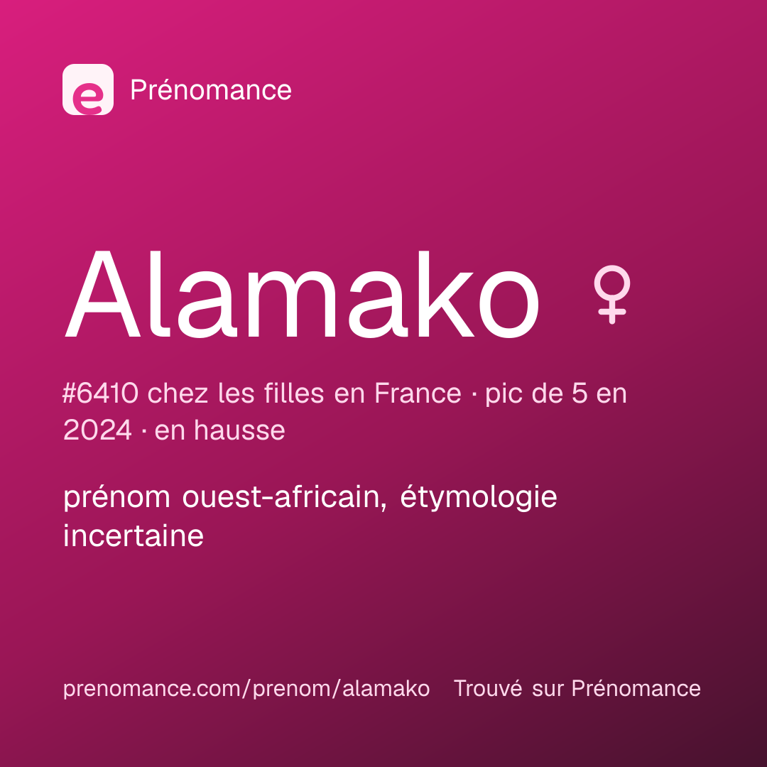 Carte de partage du prénom Alamako