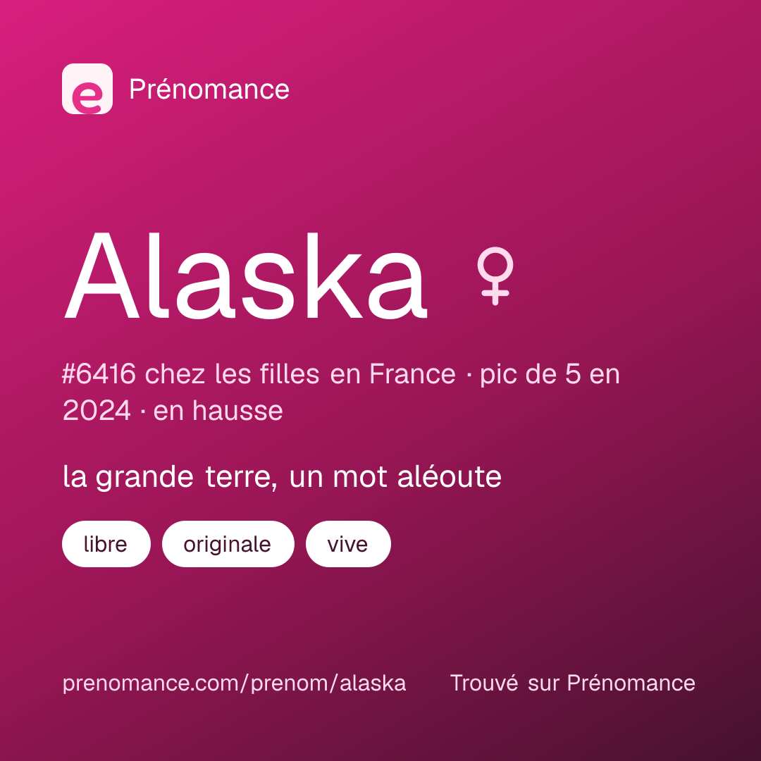Carte de partage du prénom Alaska