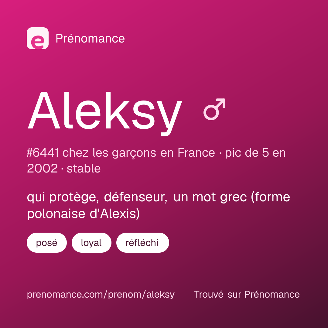 Carte de partage du prénom Aleksy