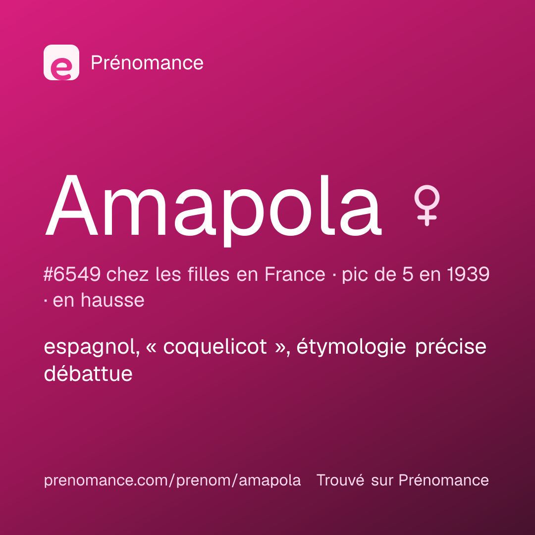 Carte de partage du prénom Amapola