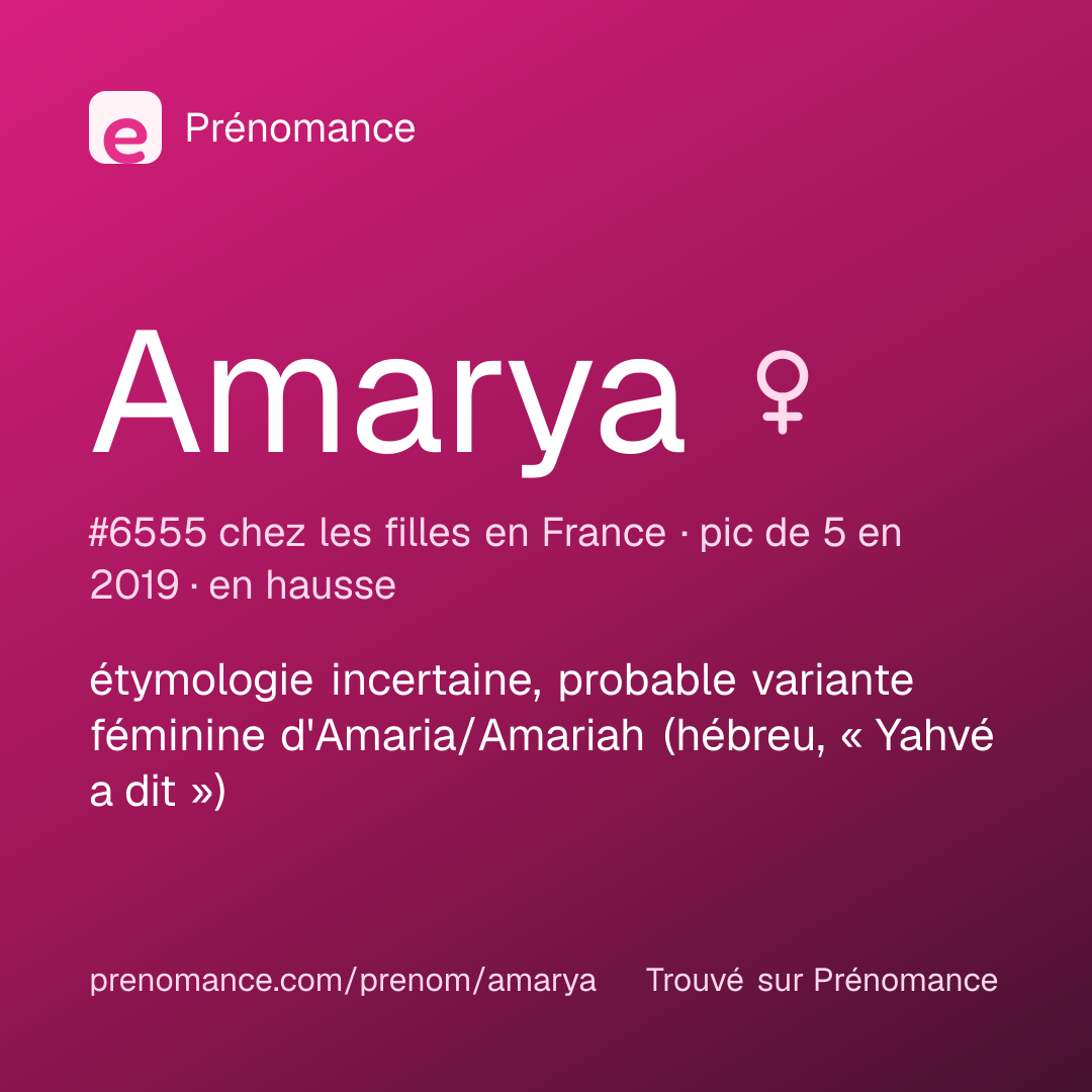 Carte de partage du prénom Amarya