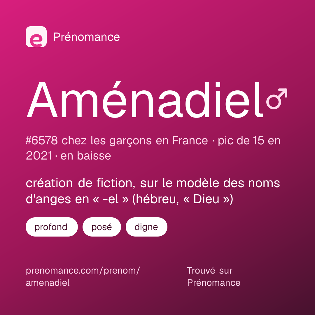 Carte de partage du prénom Aménadiel