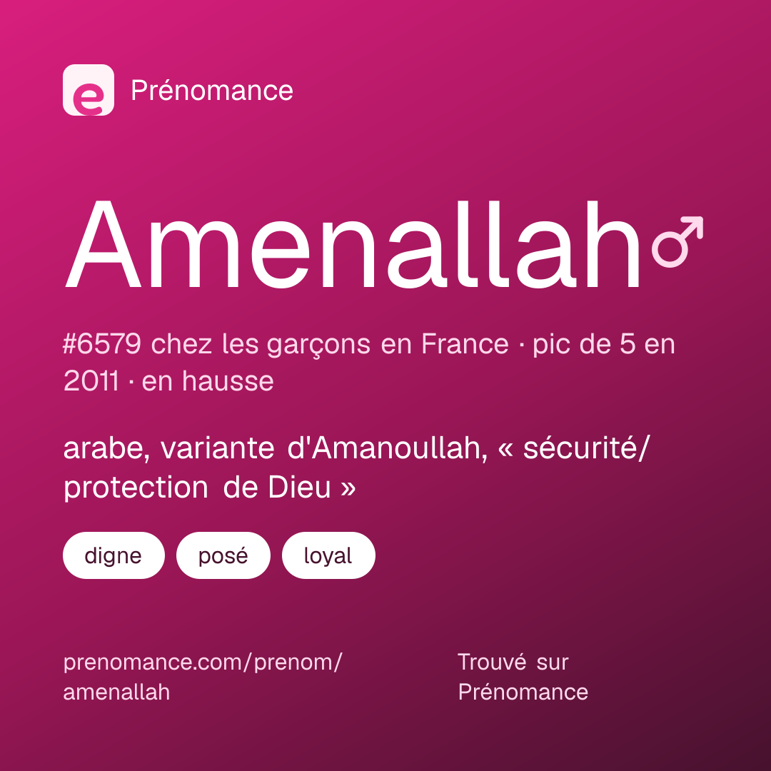Carte de partage du prénom Amenallah