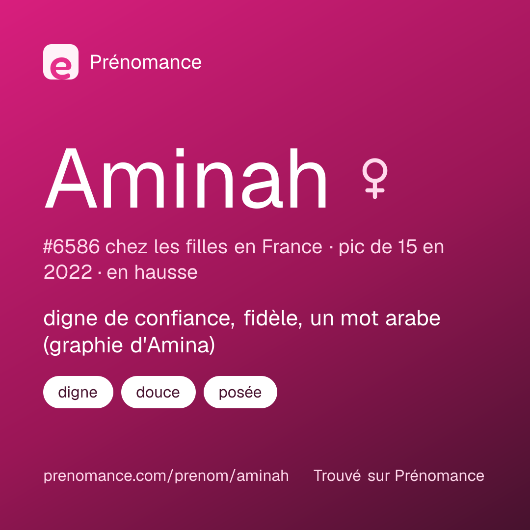 Carte de partage du prénom Aminah