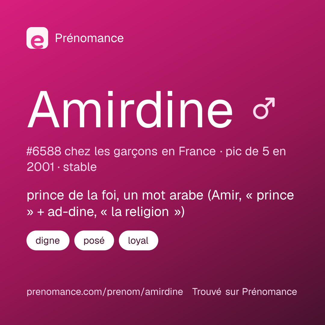Carte de partage du prénom Amirdine