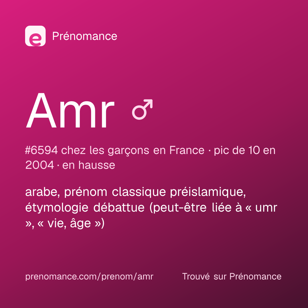 Carte de partage du prénom Amr