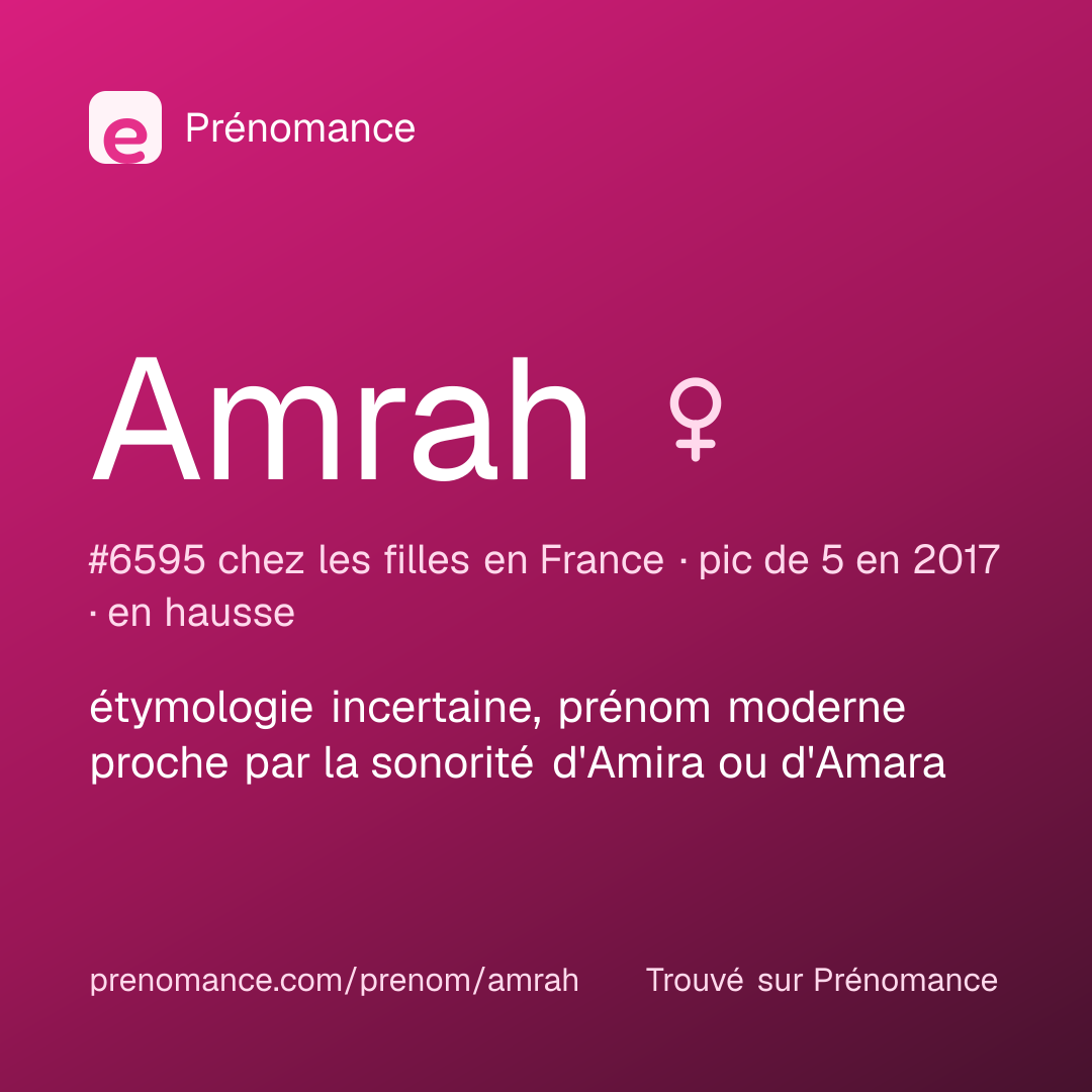 Carte de partage du prénom Amrah