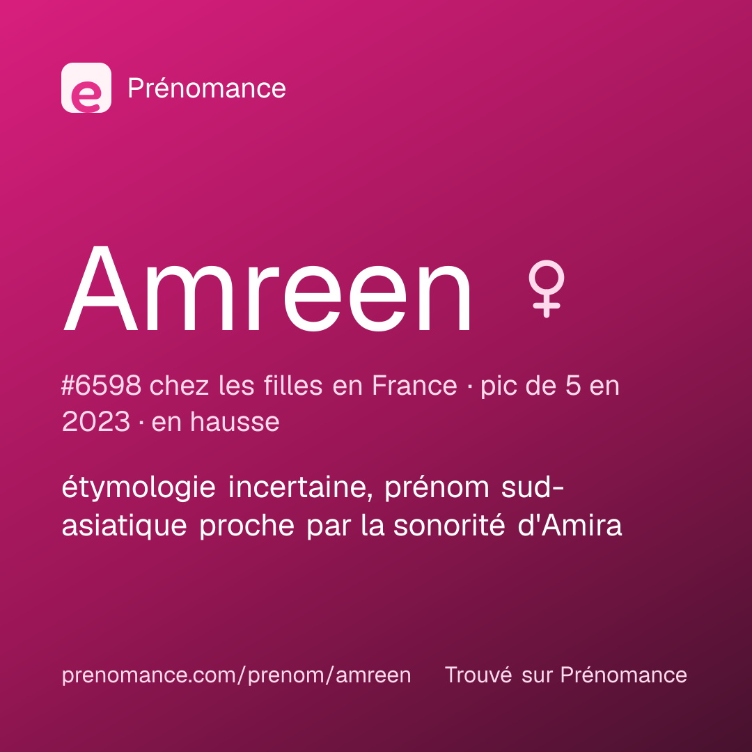 Carte de partage du prénom Amreen