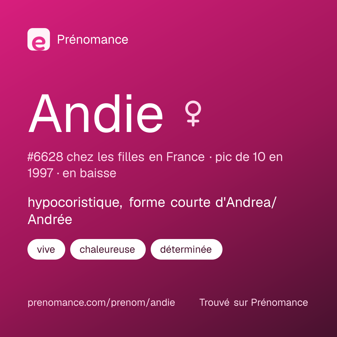 Carte de partage du prénom Andie