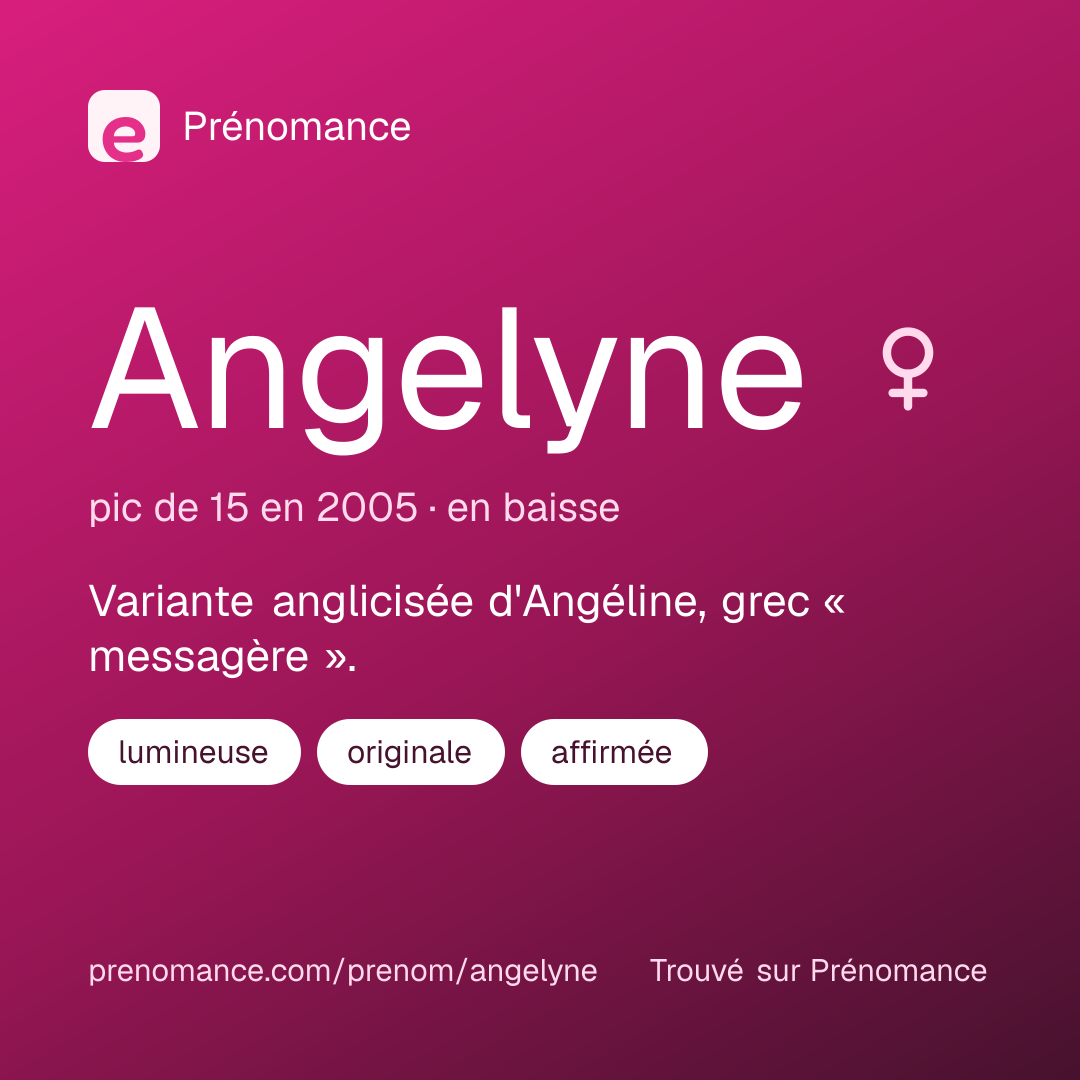 Carte de partage du prénom Angelyne