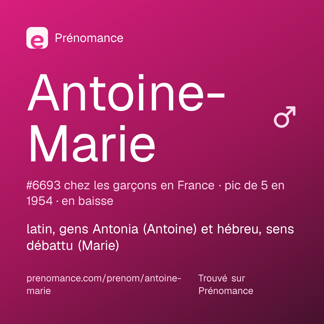Carte de partage du prénom Antoine-Marie