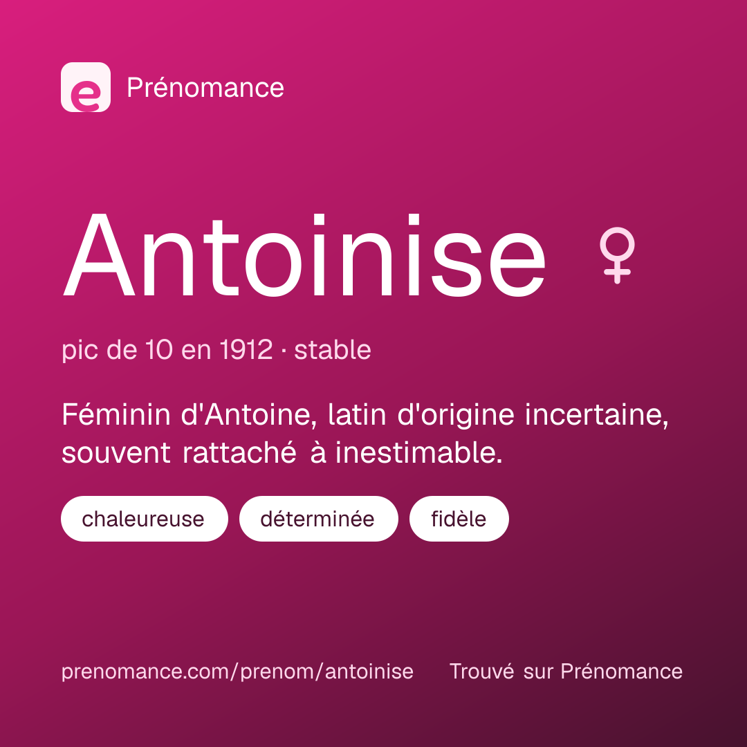 Carte de partage du prénom Antoinise