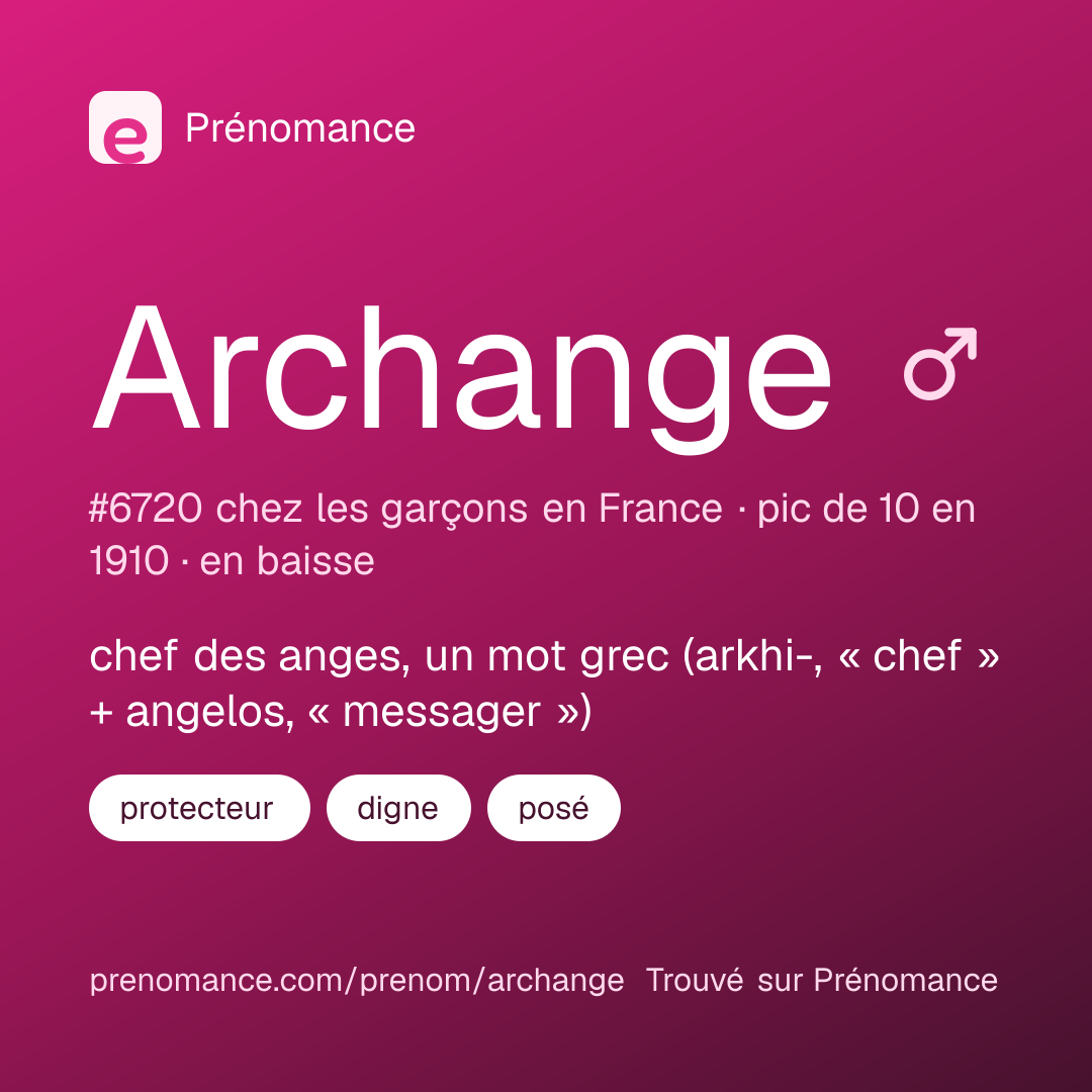 Carte de partage du prénom Archange