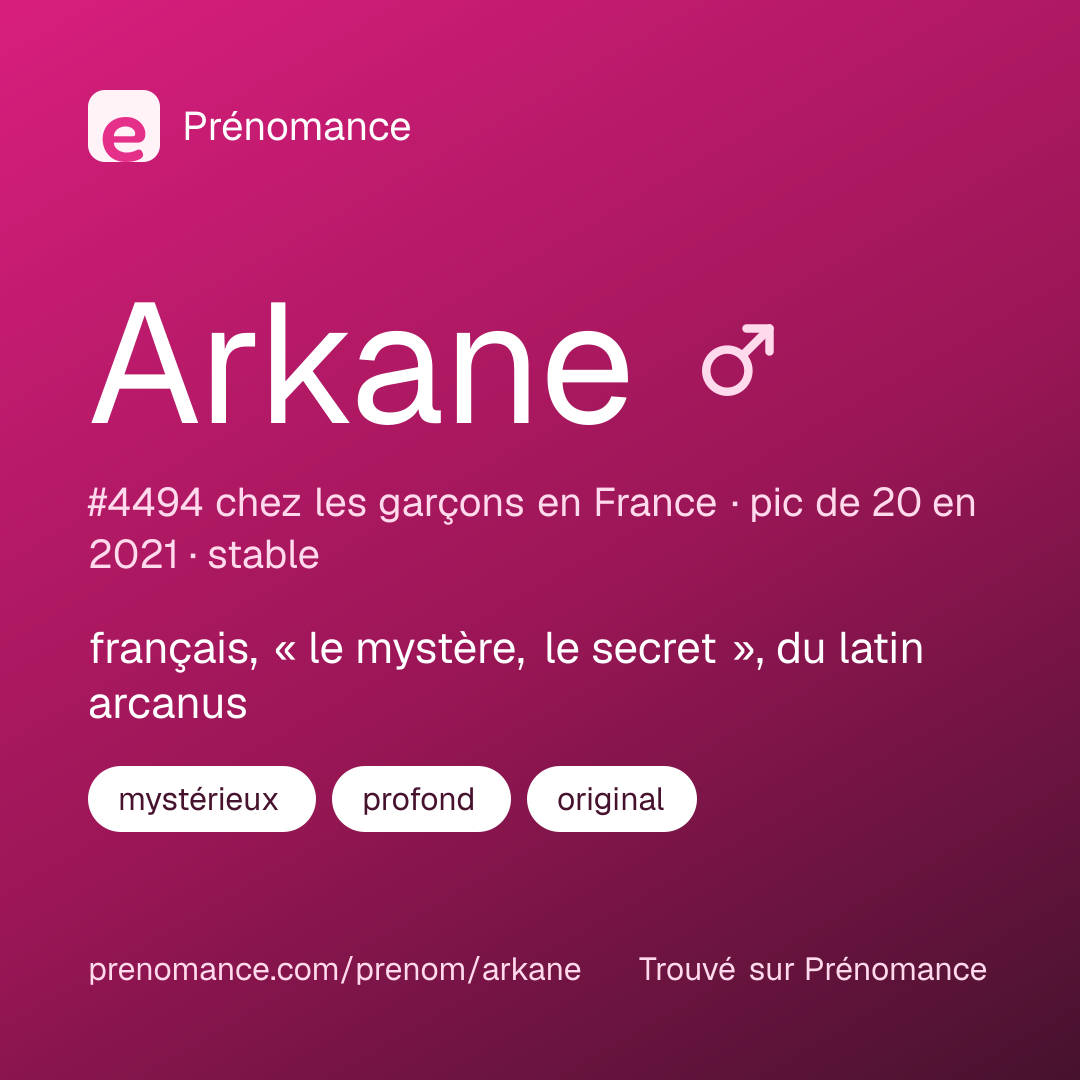 Carte de partage du prénom Arkane