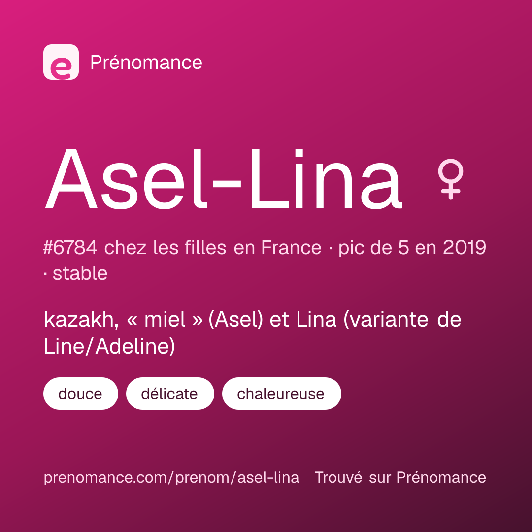 Carte de partage du prénom Asel-Lina