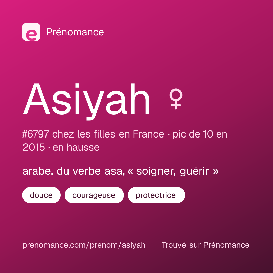 Carte de partage du prénom Asiyah
