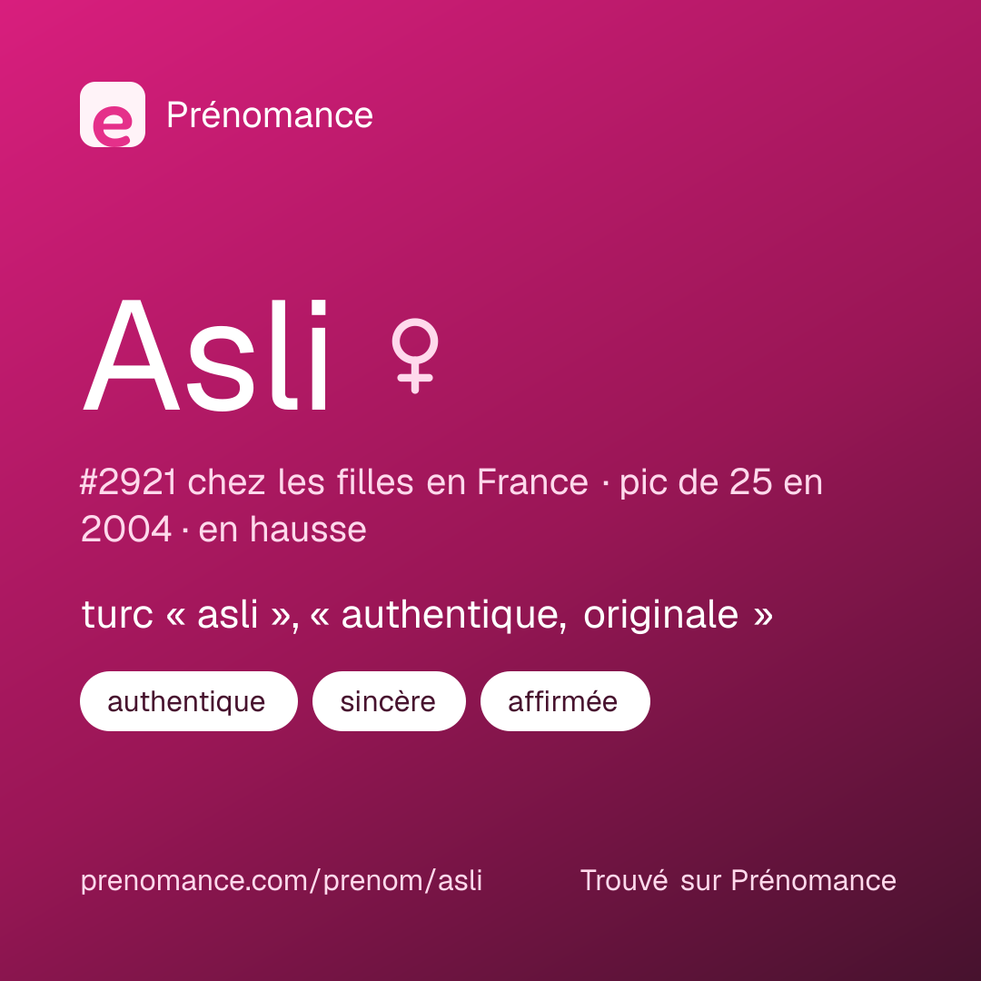 Carte de partage du prénom Asli