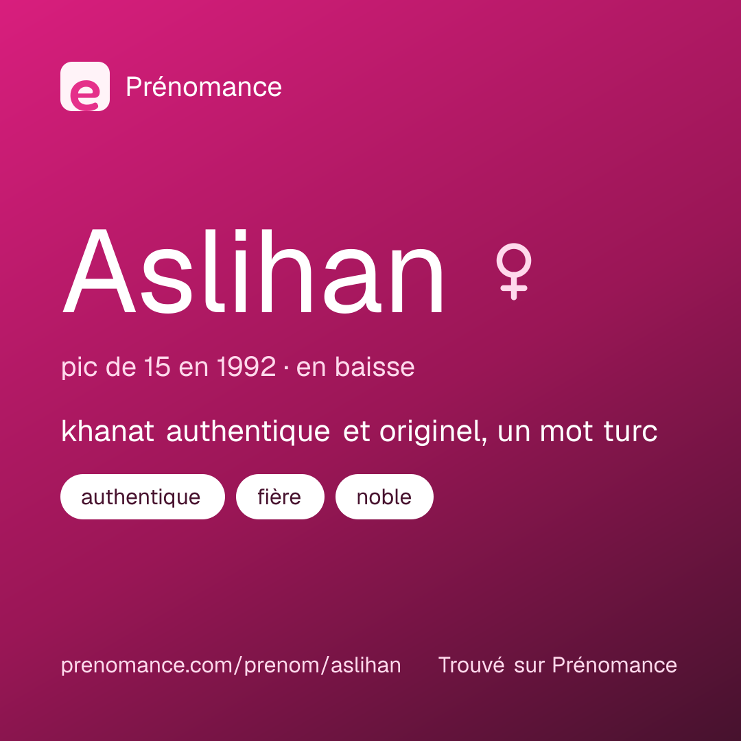 Carte de partage du prénom Aslihan