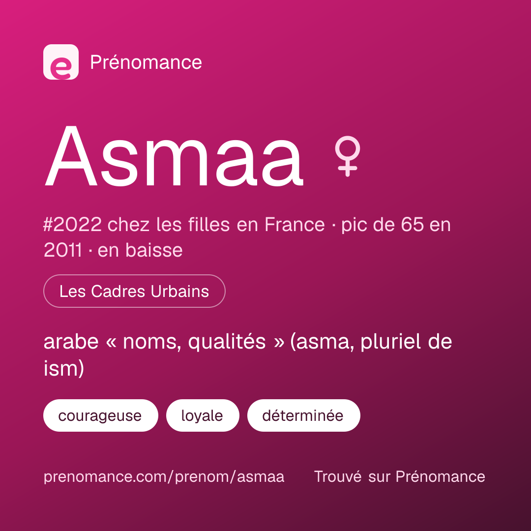 Carte de partage du prénom Asmaa