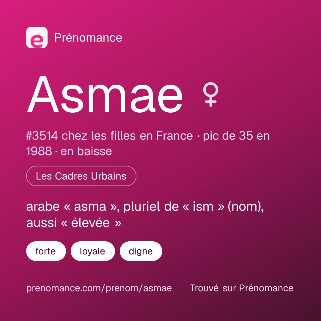 Carte de partage du prénom Asmae