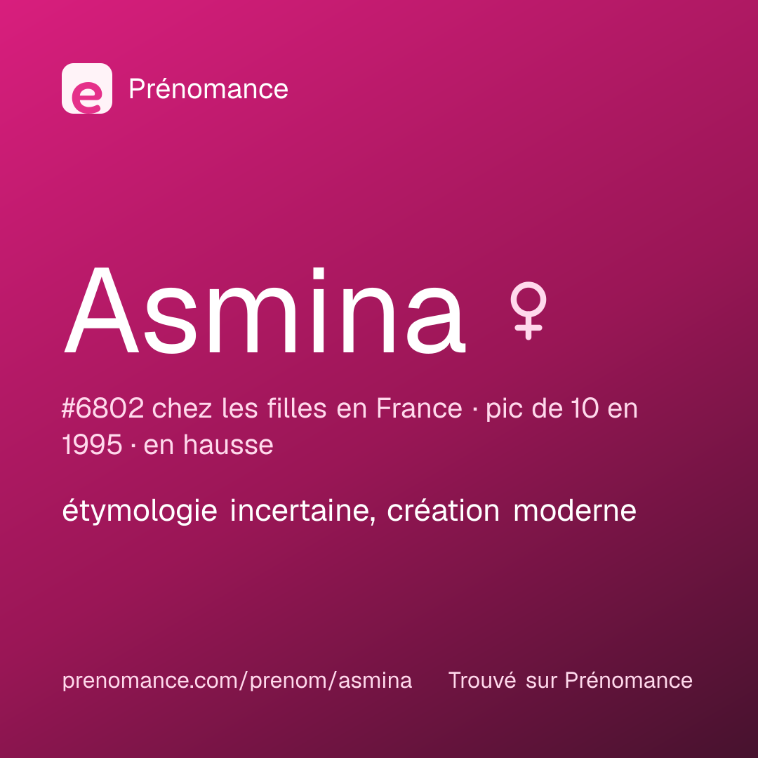 Carte de partage du prénom Asmina