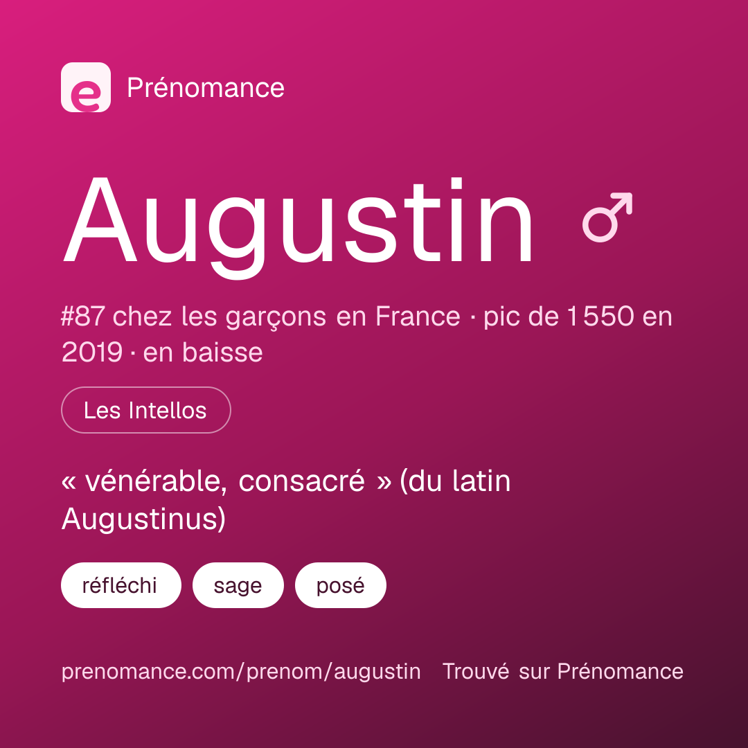 Carte de partage du prénom Augustin