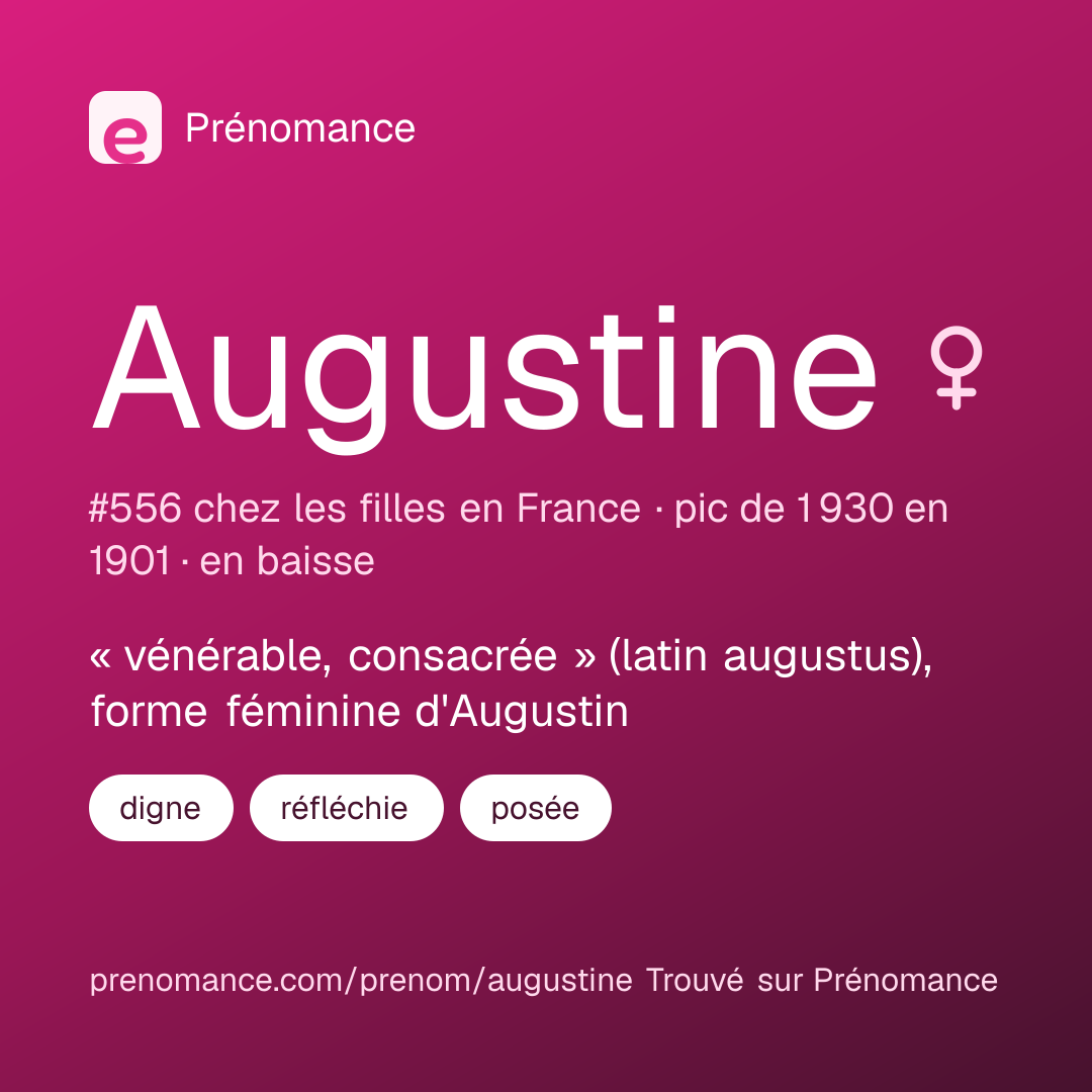 Carte de partage du prénom Augustine