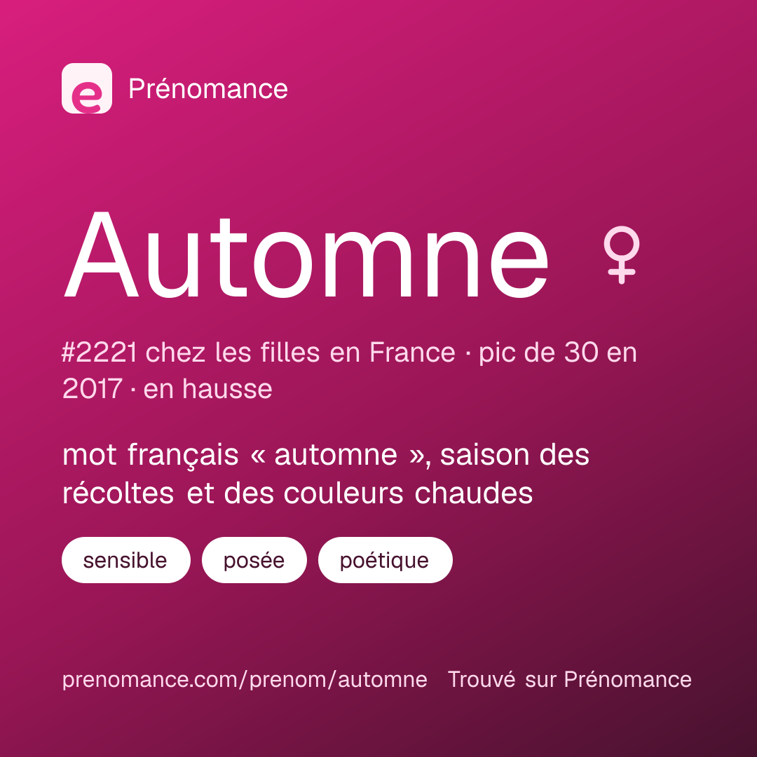 Carte de partage du prénom Automne