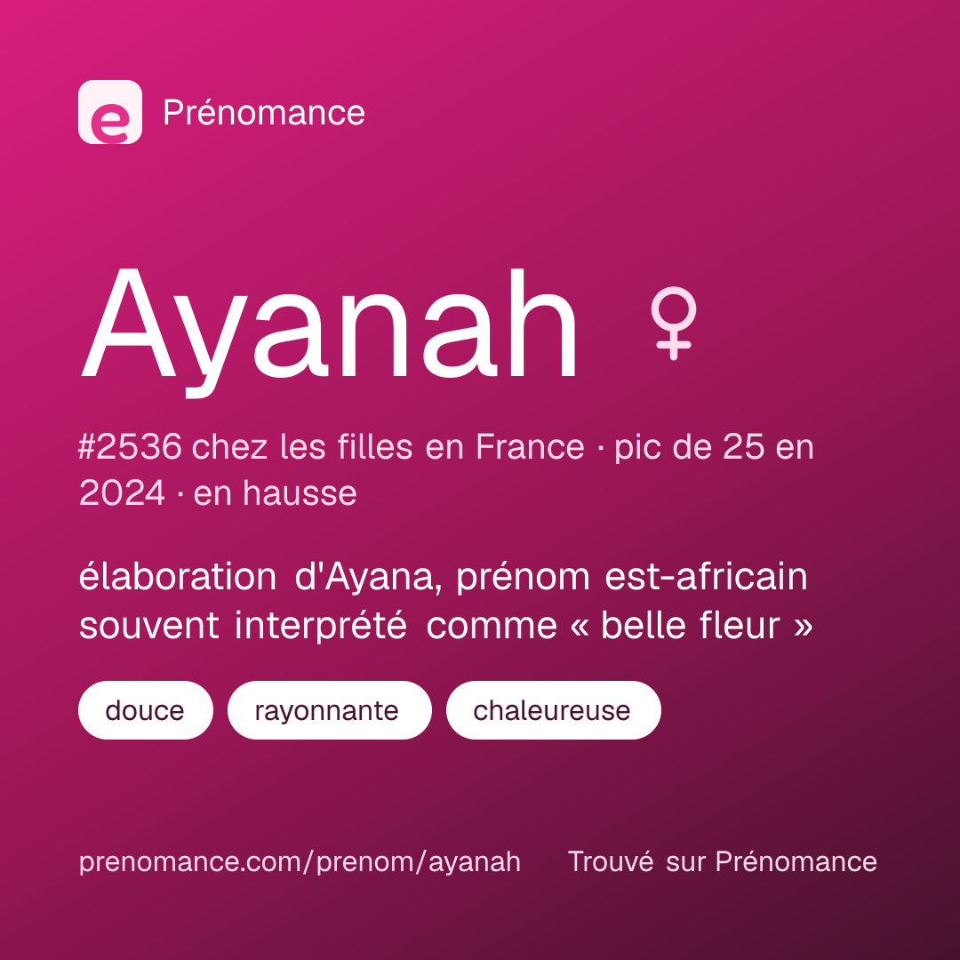 Carte de partage du prénom Ayanah