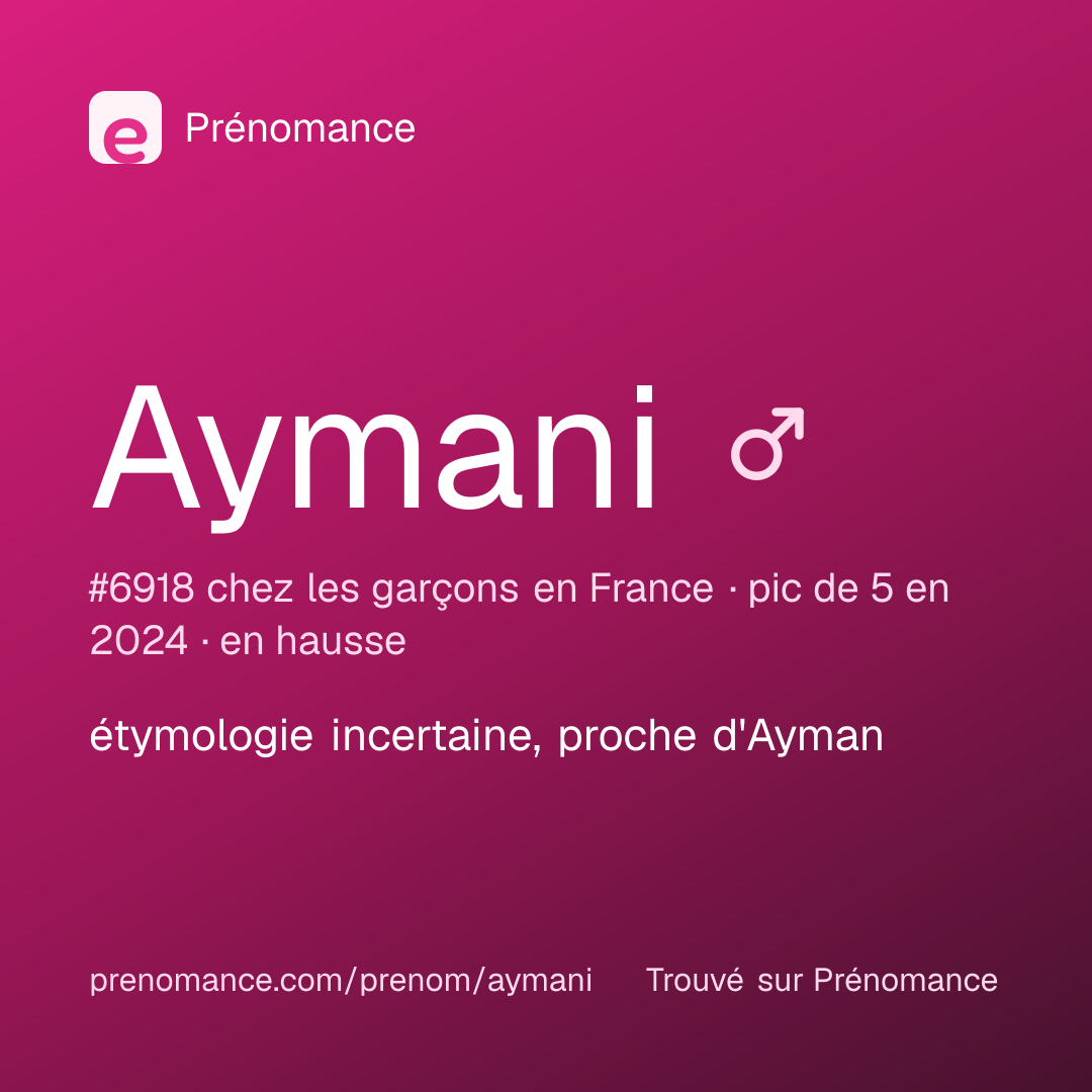 Carte de partage du prénom Aymani