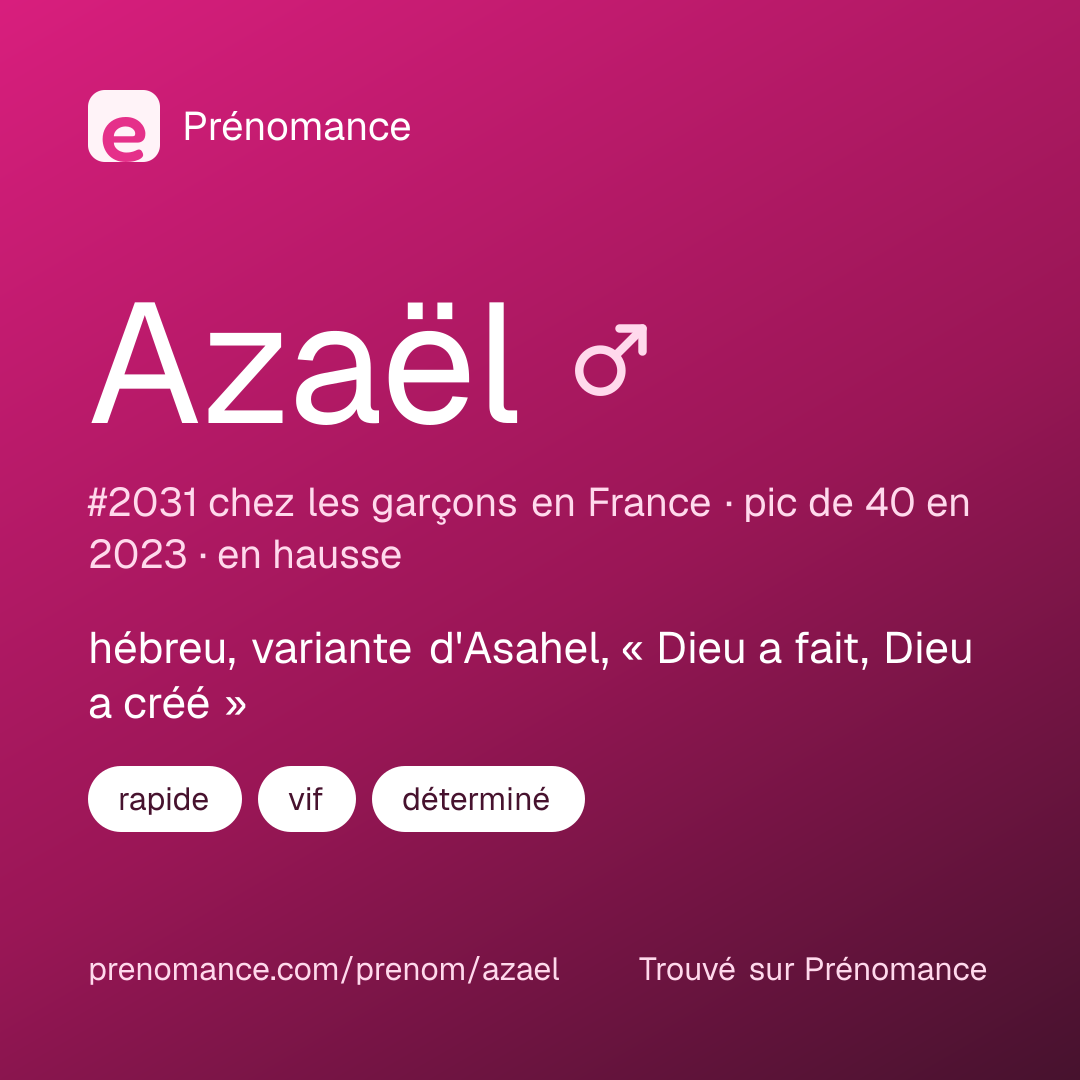 Carte de partage du prénom Azaël