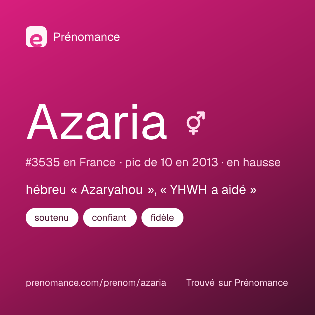 Carte de partage du prénom Azaria