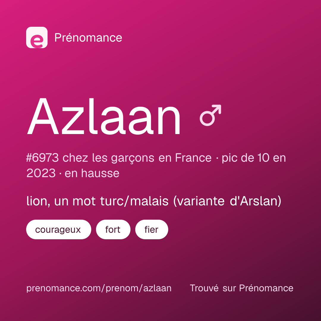 Carte de partage du prénom Azlaan